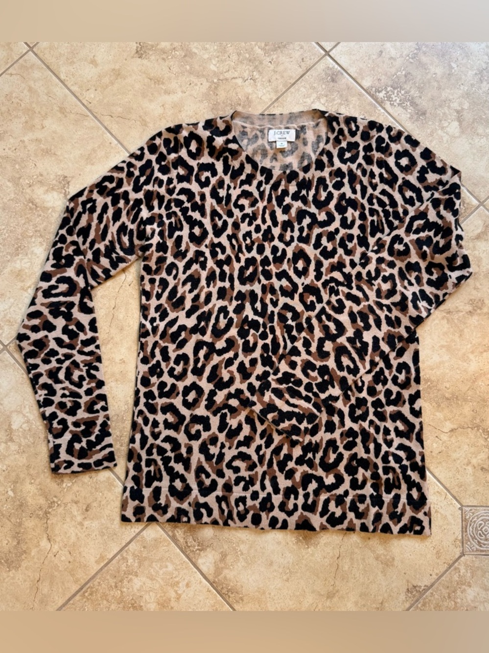 J. Crew Leopard Print Teddie Sweater in Tan and Black